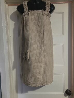 Beige Textured Waffle Knit Women's After Bath Robe